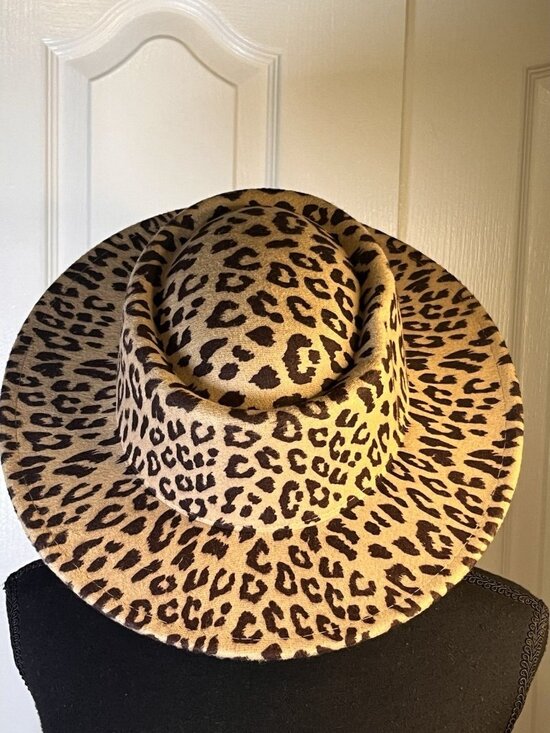 Cheetah Leopard Print Felt Fedora Hat Derby CoG New York Wide Brim Structured main image 4